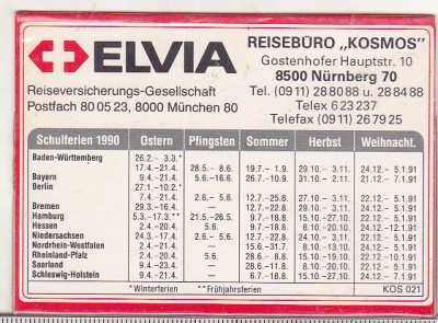 bnk cld Calendar de buzunar - 1990 - RFG - Elvia foto