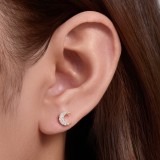 Cumpara ieftin Cercei din Argint 925 Placati cu Aur, Model Semiluna cu Zirconiu , , zLunar Glow,