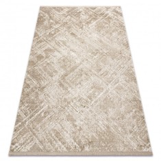 Covor modern DUKE 51541 bej - Geometric, structurat, foarte moale, franjuri, 80x150 cm