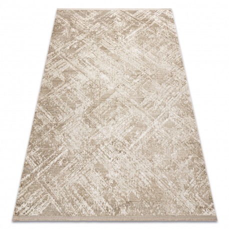Covor modern DUKE 51541 bej - Geometric, structurat, foarte moale, franjuri, 200x290 cm
