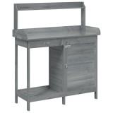 Cumpara ieftin Masa plantare cu dulap, gri, 110,5x45x124,5 cm lemn masiv brad