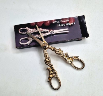 foarfece pentru struguri placate cu argint noi in cutie 14 cm manere vulpe foto