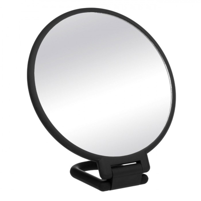 Oglindă Dublă de M&acirc;nă, Model Rubber, Marire x2, Culoare Negru, M&acirc;ner 9cm
