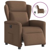Fotoliu rabatabil electric, maro, material textil