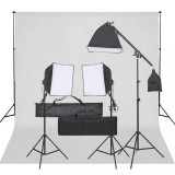 VidaXL Kit studio foto cu set de lumini și fundal