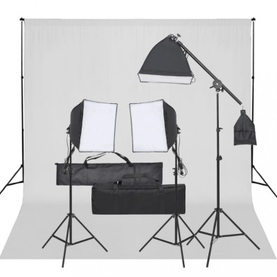 vidaXL Kit studio foto cu set de lumini și fundal 3094680 foto