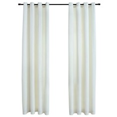Draperii opace cu inele, 2 buc., crem, 140 x 225 cm, catifea foto