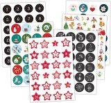 Set de 5 folii cu 24 autocolante pentru calendar de advent, hartie, multicolor, 40 mm