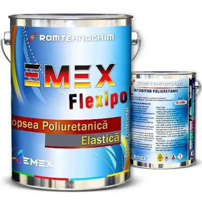 Pachet Vopsea Poliuretanica &amp;ldquo;Emex Flexipol&amp;rdquo; - Alb - Bid. 4 Kg + Intaritor 1 Kg foto
