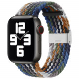 Curea smartwatch compatibila apple watch 1/2/3/4/5/6/7/8/9/se/se 2 38/40/41mm, nailon w032, cowboy green