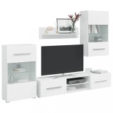 VidaXL Set mobilier comodă TV de perete, 5 piese, iluminare LED, alb