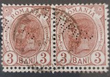 Romania 1900 - Pereche Carol l-Spic de grau,fara filigran cu dantelura dubla orizontal si perfin,Lp.54d