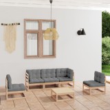 vidaXL Set mobilier de grădină cu perne, 6 piese, lemn masiv de pin 3076444