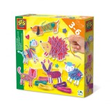 Set creativ pentru copii cu accesorii incluse - Imbraca animale cu ata,3-6 ani, SES Creative