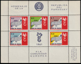 Paraguay 1961-C.E.P.T.1958,Europa Unita,bloc 5 valori,dant.,nestamp.,Mi.Bl.14