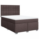 Cumpara ieftin Pat box spring cu saltea, maro inchis, 160x200 cm, textil