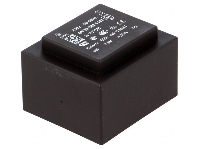Transformator &icirc;ncapsulat 4,5VA 230V 7,5V 600mA PCB