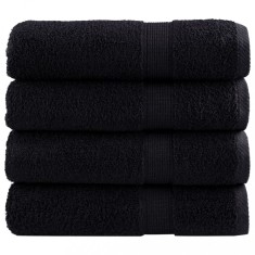 vidaXL Prosoape de m&acirc;ini premium SOLUND 4 buc. negru 50x100cm 600 gsm