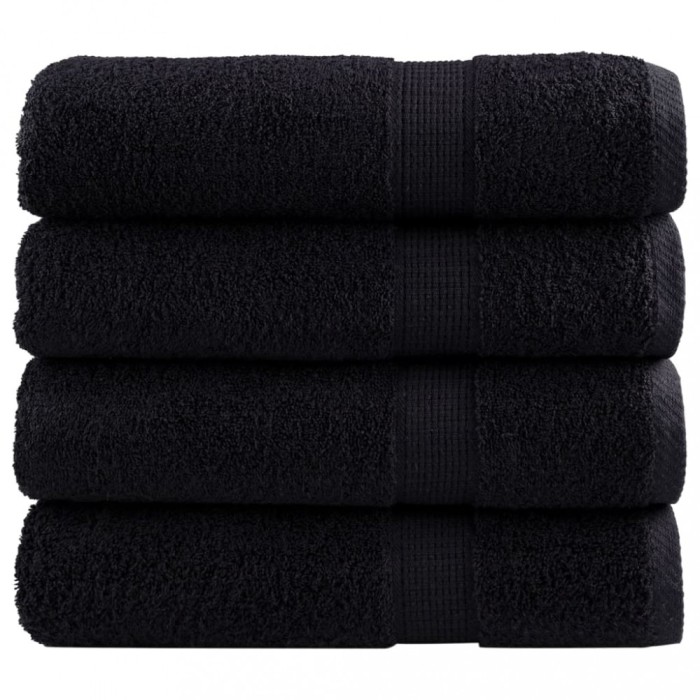 vidaXL Prosoape de m&acirc;ini premium SOLUND 4 buc. negru 50x100cm 600 gsm