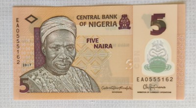 Nigeria - 5 Naira (2017) polimer foto