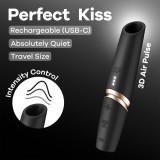 Stimulator Clitoridian Cu Air Pulse Perfect Kiss, Negru, Satisfyer
