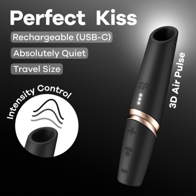 Stimulator Clitoridian Cu Air Pulse Perfect Kiss, Negru foto