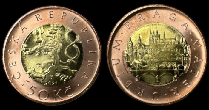 CEHIA 50 KORUN / COROANE 2021 BIMETAL , XF + / a UNC