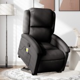 vidaXL Fotoliu rabatabil de masaj, cu ridicare, negru, material textil