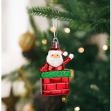 Decorațiune festivă &ndash; figură Moș &ndash; suspendabilă &ndash; plastic &ndash; 7,5 x 5 cm