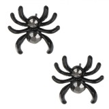 Cercei Halloween Paianjeni Negri cu Strass - Cercei Horror Plastic, Accesorii Costume Halloween