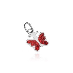 Pandantiv argint - flutura? mic cu zircon ro?u foto