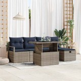 vidaXL Set de canapele pentru grădină cu pernă 6 pcs Gri Rattan poli 3359792
