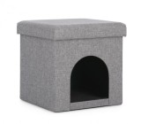 Cumpara ieftin Casuta animale mdf textil gri 38x38x38 cm