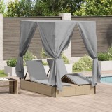 VidaXL Șezlong dublu cu acoperiș Bej 205 x 129 x 200 cm rattan PE