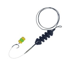Montura pescuit crap Leadcore 45 libre cu momitor pentru pasta de 80 grame carlig legat pe fir de par