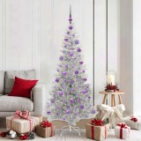 vidaXL Brad de Crăciun cu 300 LED cu suport Argintiu 180 cm PET 3396680