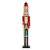 Decorațiune Crăciun, Soldat din Lemn, LED, &Icirc;nălțime 85 cm, Culoare Roșu și Verde, Oem