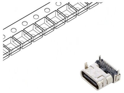 Soclu USB-C Hibrid 24-Pin Montare Orizontală foto