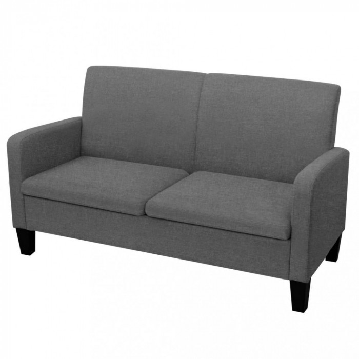 Canapea cu 2 locuri, 135 x 65 x 76 cm, gri &icirc;nchis