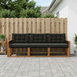 vidaXL Set de canapele de exterior cu pernă 3 pcs Natural și Negru 3381216