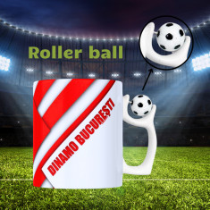 Cană cu minge fotbal „Fotbal club Dinamo Bucuresti ”, v3, sport, fotbal, suporter, alba, 330 ml