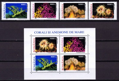 RO 2002 LP 1577+a &amp;quot;Corali si anemone &amp;quot; - complet : serie+colita 319 , MNH foto