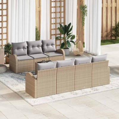 vidaXL Set de canapele pentru grădină 8 pcs Bej 55 x 55 x 37 cm 3345950 foto