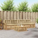 vidaXL Set de canapele de exterior cu pernă 5 pcs Alb și Bej 3389998