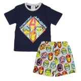 Cumpara ieftin Pijama Marvel Avengers pentru Baieti, Set 2 Piese, Tricou si Pantaloni Scurti, Bumbac Moale, Design Avengers, Bleumarin, 6 ani Bleumarin 116-122 CM