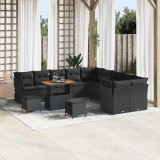 Cumpara ieftin Set canapea grădină cu 13 piese și perne, negru, rattan, polipropilenă, acacia