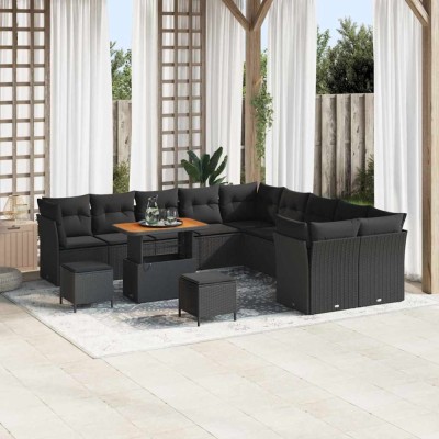 vidaXL Set de canapele pentru grădină 13 pcs Negru 90 x 55 x 71 cm 3363494 foto
