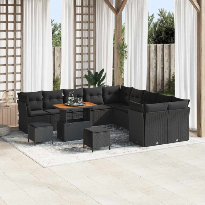 vidaXL Set de canapele pentru grădină 13 pcs Negru 90 x 55 x 71 cm 3363494