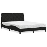 Cumpara ieftin Pat cu saltea, negru, 120x200 cm, textil