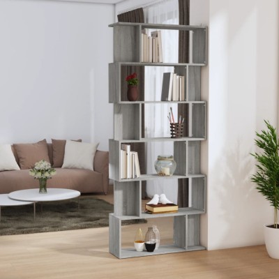 Gossi biblioteca/separator, gri sonoma, 80x24x192 cm, lemn prelucrat foto